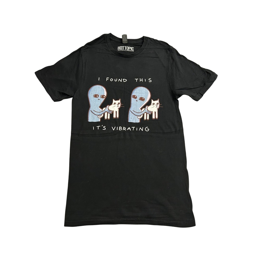 Hot Topic Strange Planet Shirt Mens Small Black Excellent Alien Cat Graphic Tee